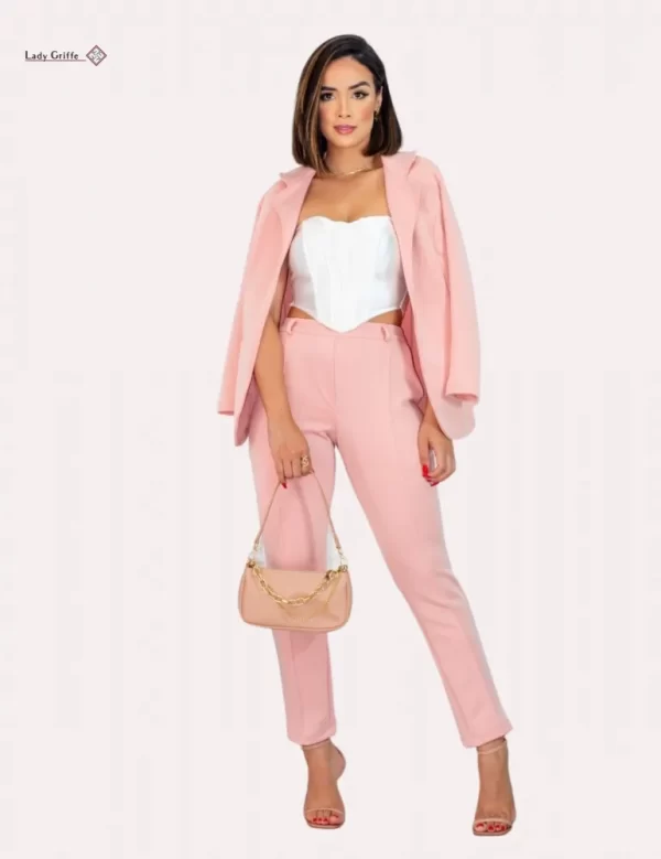 Conjunto Feminino de luxo  Lady Griffe  Rosa Bebê - Imagem 2