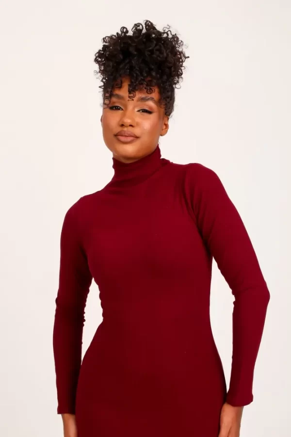 Vestido Manga Longa  Lady Griffe Marsala